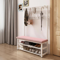 Multi-Functional Design Coat Rack with Shoe Bench Space-Saving Hall Tree Comfortable Cushion Entryway Organizer Strong Load-Bearing for Apartment Dwellers, Homeowners, Families, Hallway, Mudroom, Bedroom