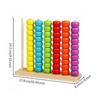 Rainbow Bead Counter Educational Wooden Bead Stacking Toy Problem-Solving Skills Color Sorting Stacking Rings for Preschoolers, Classroom