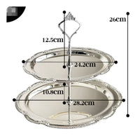 French Design 2 Tier Dessert Stand Multi Purpose Double Layer Snack Tray Storage Organizer 2 Tier Serving Tray Detachable Plates for Afternoon Tea, Party, Bakery