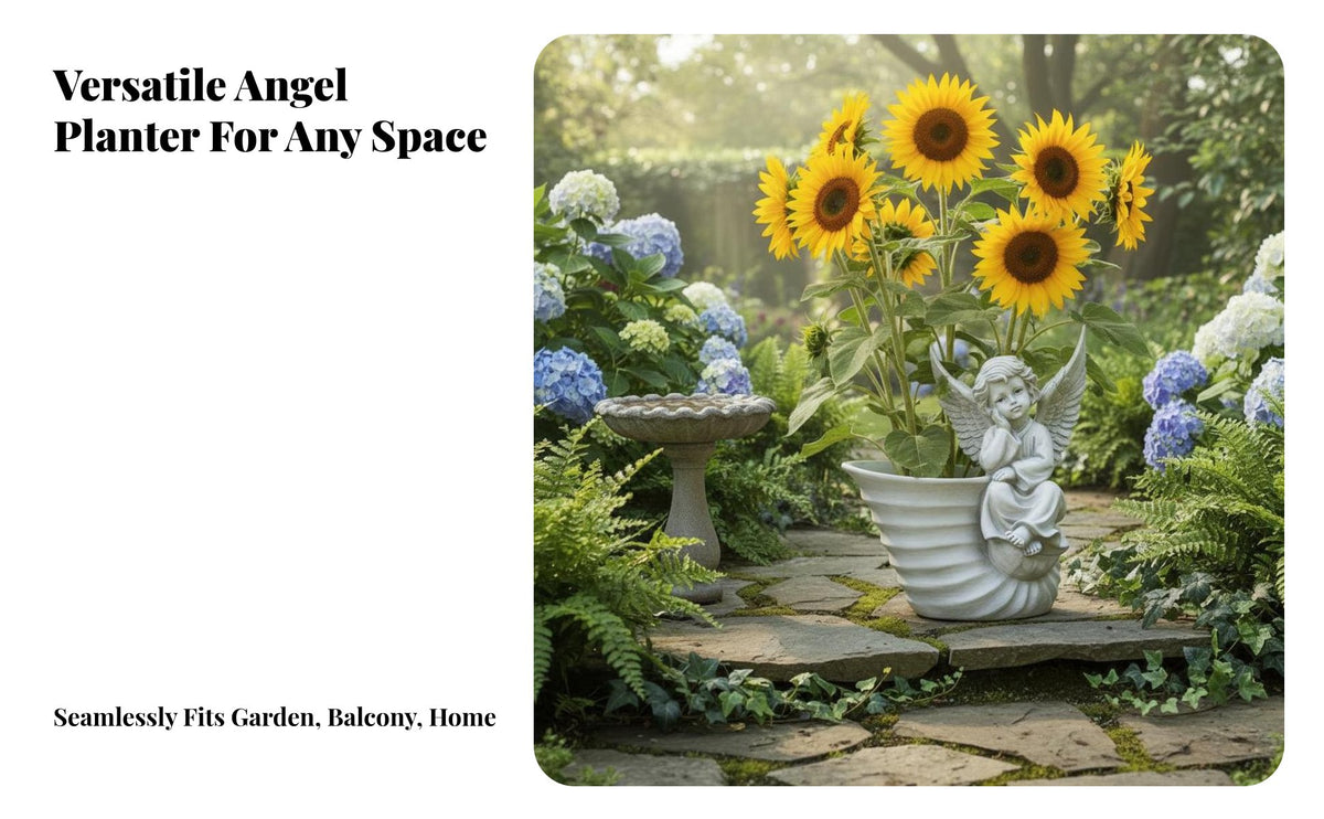 Angel Statue Planter Elegant Design Angel Statue Flowerpot Resin Sculpture Pot for Balcony, Patio, Porch