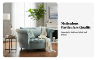 navy Tufted Barrel Chair Neotraditionalal design Single Sofa Curved rear Design Armchair for Interior Designers, Cafe Owners, Bedroom, Lounge, study corner