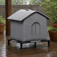 Outdoor Cat House Textile-coveredCovered Raised Cat House Warm Animal Housing for Cold Weather