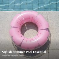 Inflatable Pool Tube Thickened Material Round Water Buoy Transparent Floral Buoy Long-Lasting PVC Flower Aquatic Tube for Adults