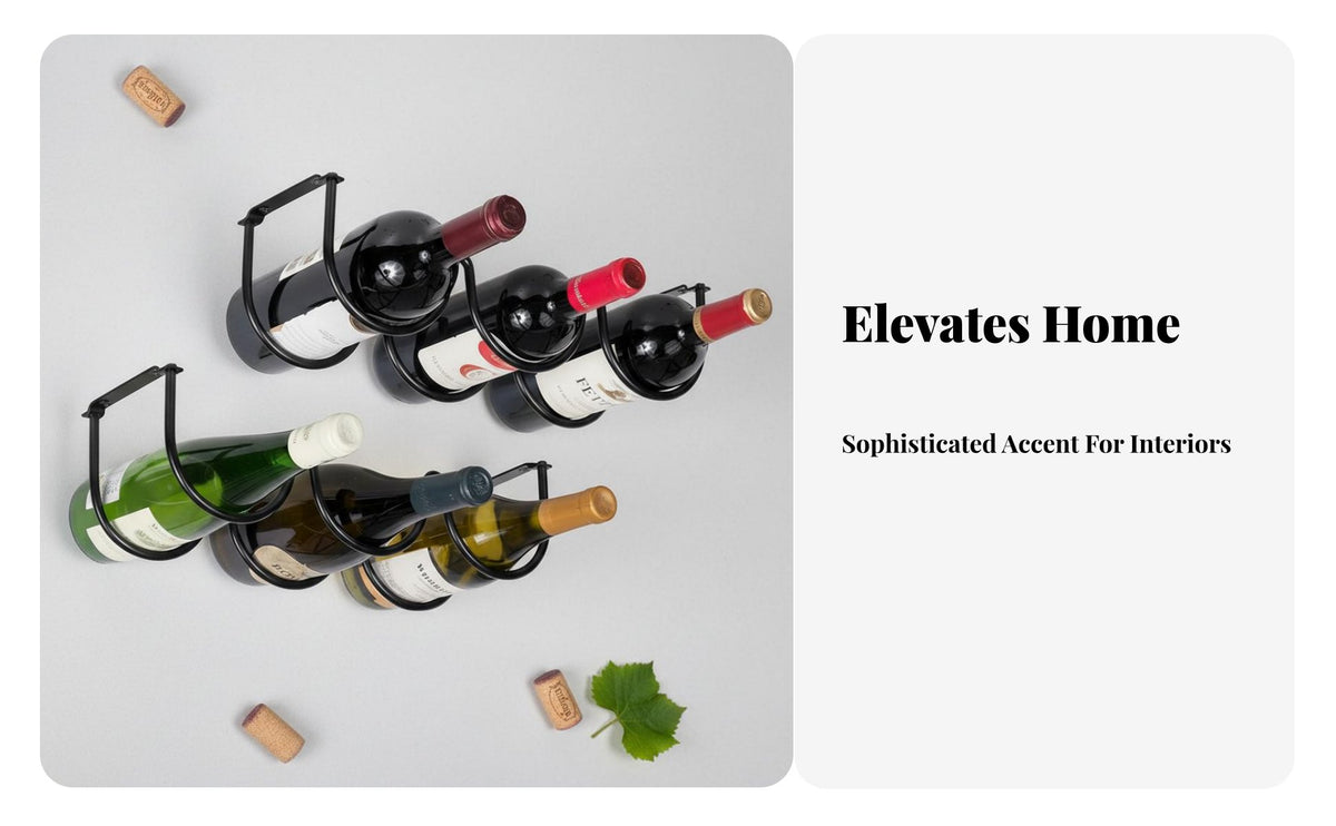 2 Pieces Under-Cabinet Beverage Rack Minimalist Bottle Holder Space-Saving Bar Furniture for Gift Presenters, Homeowners, Living Room, Kitchen