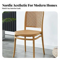 Easy to Clean Nordic Design Woven Chair Long-Lasting Stackable Backrest Chair All-Weather Outdoor Furniture Lightweight for Cafe Owners, Homeowners, Renters, Balcony, Garden, Dining Room, Backyard