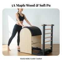 Strengthens Core Muscles Pilates Stability Chair Premium Wood & Steel Construction Wooden Pilates Equipment Set Balance Training Luxury Reformer Table Professional Grade for Fitness Enthusiasts, Home Users, Adults, Commercial Gym