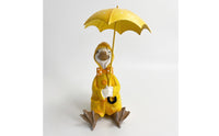 Resin Duck Figurine with Umbrella Whimsical Duck Figurine with Raincoat Cute Decoration Hand-Painted for Collectors