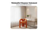 Upholstered Curved Chair Soft Cushioning Vanity Stool Modern Stylish Silky Material for Makeup Lovers, Householders, Bedroom