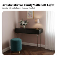 Extendable Design Retractable Dressing Table French design Vanity Desk with Mirror and Storage 2-in-1 Function Bedroom Furniture Adjustable Layout for Small Apartment Dwellers, Women, Teens