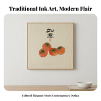 Beginner Friendly Persimmon Cross-Stitch Kit Good Fortune Symbol Chin Wish Wishwishes E D Wish Wishwishes Ign Needlepoint Kit Pre-Printed