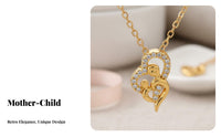 Parent Child Heart Necklace Sentimental Gift Mother Daughter Matching Necklace Vintage Design Love Heart Pendant for Women, Sons, Anniversary