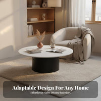2 Pieces Modern Minimalist design Round Nesting Table Set Space Saving High-Low Nesting pair abrasion Resistant Top Living Room Furniture Easy to Clean for Apartment Dwellers, Renters, Homeowners, Small Spaces, Lounge Area