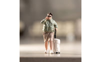 Miniature Man with Suitcase Tiny Passenger Figure Small Miniature Figurines for Hobbyists, Display Layouts
