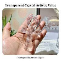 Crystal Ankh Cross Symbol of Life White Crystal Ankh Sculpture Polished Finish Handheld Meditation St Individual for Meditators, Women, Home Altar