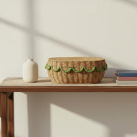 Woven Basket with Lid Materials Handmade Wicker Design Basket Handwoven Oval Paper Rope Storage Box