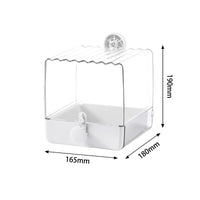 Pull-out Base Transparent Bird Bath Container Removable Tray Cage-Mounted Bird Bath Easy to Hygienic Pet Accessory Suction-Cup Mount