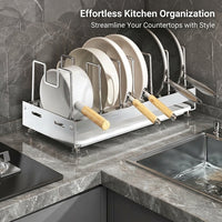 Cabinet Pot Lid Organizer for Kitchen Cupboard Doors and Walls, Stainless Steel Pan Rack, Multi-functional Stand for Home Cooks