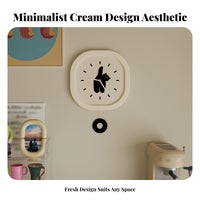 Wall Clock Cute Design Minimalist Cat Clock Home Decor for Kids, Living Room, Bedroom, Nursery