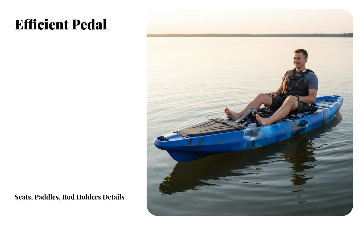 Pedal Drive Fishing Kayak Adjustable Rod Holder Foot Pedal Propulsion Device Multiple Storage Compartment Es Kayak Foot Propeller System for Kayakers