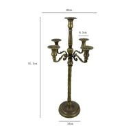 Romantic Atmosphere 5-Arm Candelabra Ornate Design Bronze Candle Stand Wrought Iron Branch Candle Holder Freestanding for Wedding, Dining Room, Party
