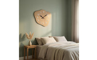 Irregular Rounded Face Wood-Grain Wall Clock Raised Numerals Wood Grain Wall Clock
