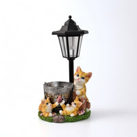 Outdoor Cat Figurine with Lantern Weather-Resistant Garden Statue with Solar Light Long-Lasting Resin Garden Sculpture Adorable for Gardeners