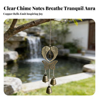 Antique Bronze Butterfly Bell Ornament Chain Hanger Angel Wings Ornament Decorative Angel Bell Decoration Gift Idea for Garden