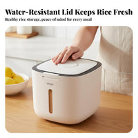 Moisture-Proof Rice Storage Container Safe Sealed Rice Bin Single-Press Access Lid for Pantry, Kitchen Countertop