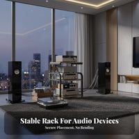 Large Capacity High-Fidelity Equipment Rack Stable Structure Multi-Tier Amplifier Stand Heavy Duty Multi-Tier Stereo Rack Mobile with Brakes for Audiophiles, Home Theater, Studio, Office