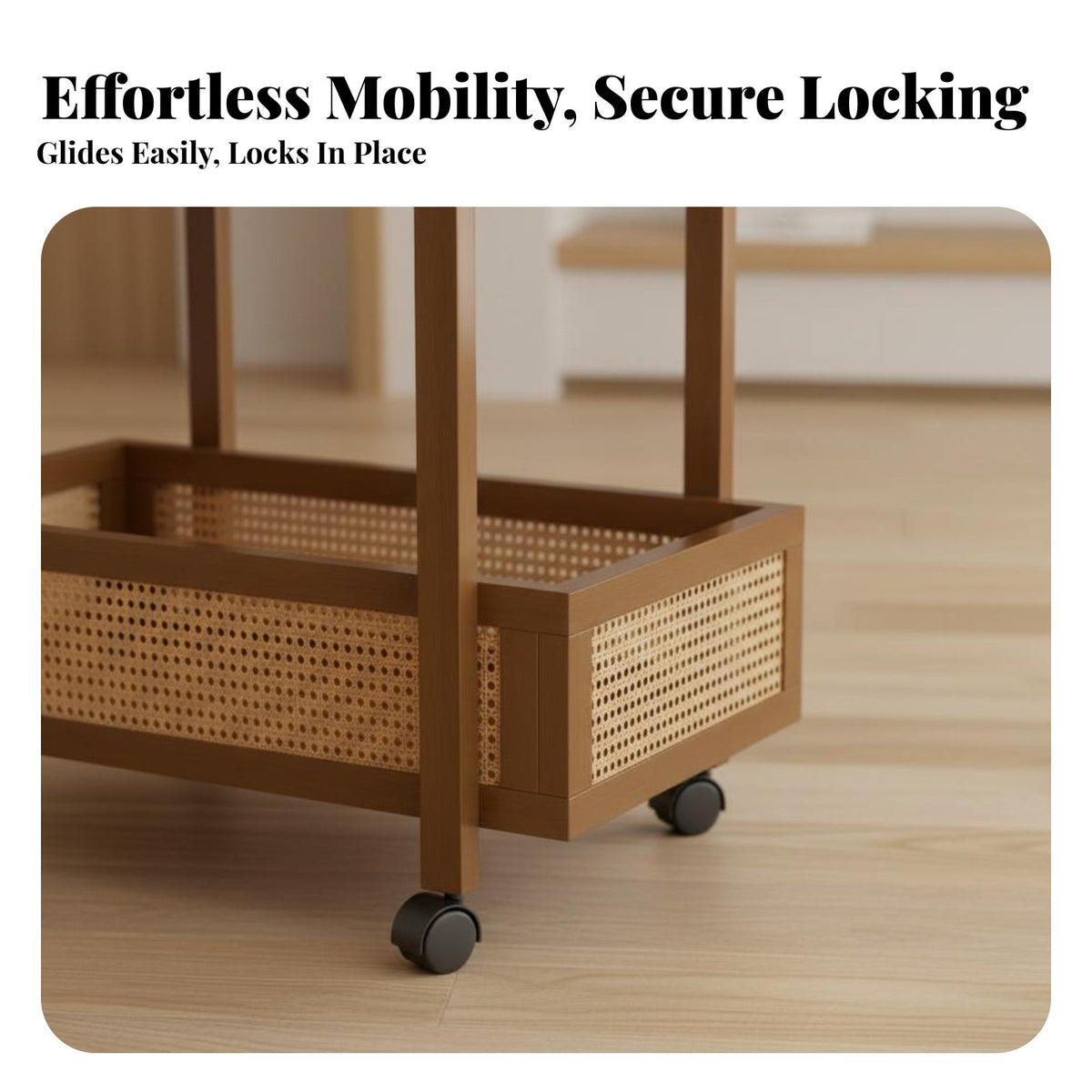Foldable 2-Tier Rolling Cart Multi-Purpose Foldable Rolling Shelf Space-Saving Utility Trolley for Homeowners, Students, Living Room, Bedroom, Kitchen