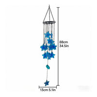 Colorful Nautical Glass Wind Chime Ocean Themed Sea Star Wind Chime Decorative for Garden, Patio, Balcony
