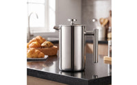 Stainless Steel French Press Easy to Clean French Press Coffee Maker Polished Cafetiere Rustproof for Home Baristas, Kitchen, Office
