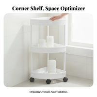 Space-Saving Rolling Corner Shelving Single-Tier Strong Load-Bearing Multi-Tier Rolling Trolley Easy Assembly Bathroom Shelf Increased Layer Height for Families, Homeowners, Renters, Narrow Areas, Bedroom, Laundry Room, Kitchen