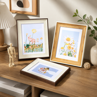 Photo Frame Newlyweds Tabletop Wall Mountable Resin Modern Minimalist Frame White Yellow Wood Grain