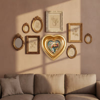 Heart-Shaped Frame with Beaded Edge Gilded Heart Picture Frame Vintage-Style for Wall Decor