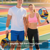 Pickleball Paddle Ergonomic Design Fiberglass Pickleball Racket Hexagonal Interior Paddle Fast Bounce Long-Lasting Protective