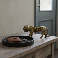Chinese Astrological Tiger Figurine Detailed Craftsmanship Vintage Tiger Paperweight Handmade Desk Ornament for Collectors, Study Room, Office