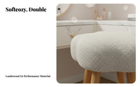 luxuriously soft Texture CumulusShaped Pouf Minimalist visual & aesthetic Round Boucle Pouf Modern Design Vanity Stool adaptable for Makeup fans, young women, Nail Technicians, Bedroom, changing area, Entryway, Office