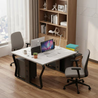 Large Workspace Face to Face Office Desk Modern Design Two Person Desk Thickened Desktop Double Workstation Long-Lasting Steel Frame for Startups, Coworking Space, Call Center