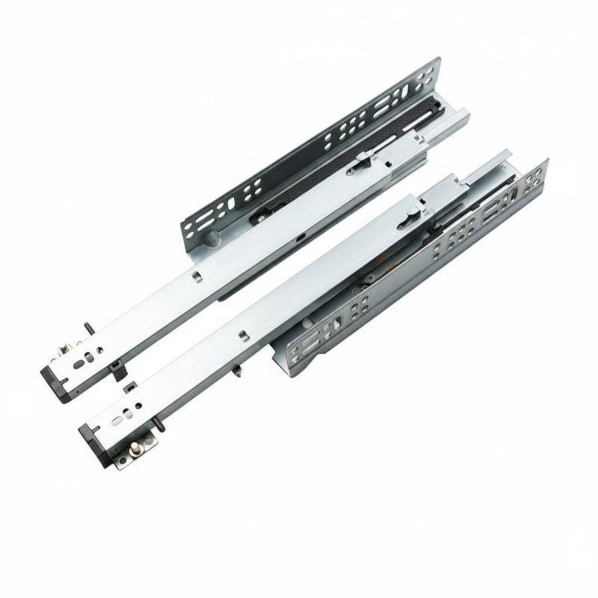 2 Pieces Three Section Drawer Slide Quiet Hardware Self Closing for Furniture