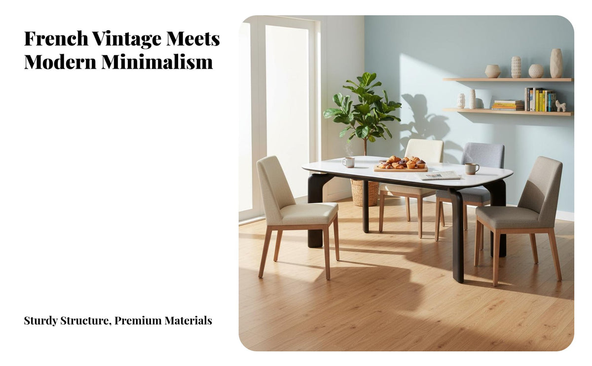 Scratch Resistant French Retro Design Table Easy to Clean Solid Wood Elephant Leg Table Liquid Impermeable Home Furniture Stable & Long-Lasting for Apartment Dwellers, Interior Design Enthusiasts, Entertainers, Kitchen, Living Room
