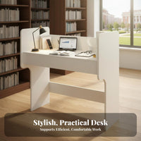Immersive Design Private Study Carrel Spacious Work Area Partitioned Desk Upper Storage Shelf Computer Table With storage shelf for Homeschoolers, Library Patrons, Dormitory, Classroom, Testing Center, Home Office