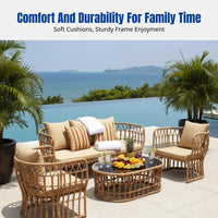 Outdoor Rattan Sofa, Waterproof Patio Furniture, Modern Garden Lounge, Sun-Resistant Couch