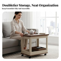 Foldable Top fold-downfoldable Tea Trolley Movable with Lockable casters Side Table Multi-Functional Serving Cart 2-Tier Design for Apartment Dwellers, Homeowners, Adults, Living Room, Small Spaces, Balcony, Kitchen