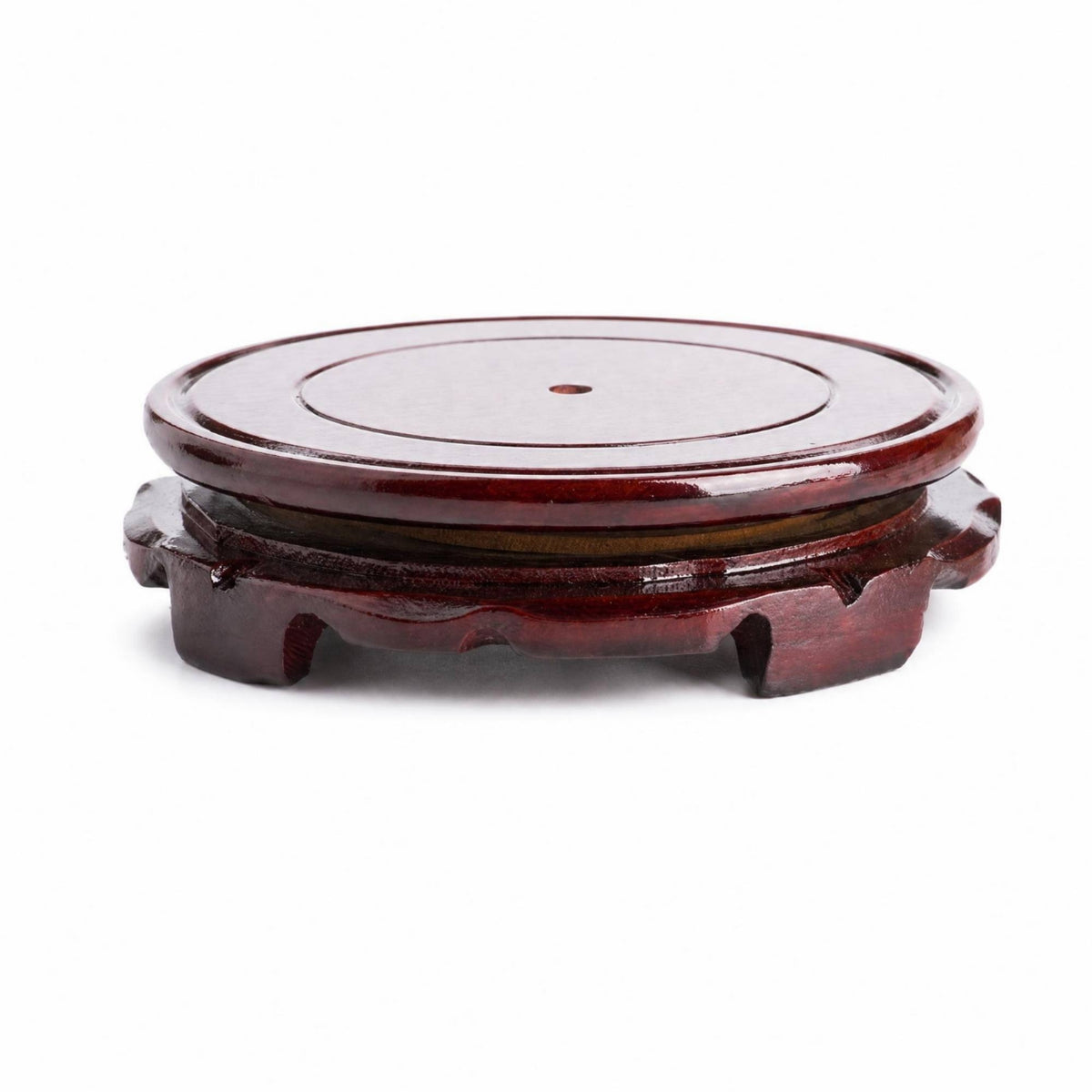 Wooden Turntable Red Finish Rotating Display Stand Round Display Base