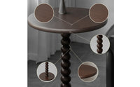 Round Side Table Deep Brown Round End Table Compact Nightstand for Living Room, Bedroom