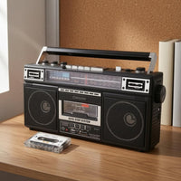 Retro Cassette Radio Bluetooth Portable Cassette Radio Retro Tape Boombox USB/SD Playback