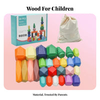 28 Pieces Educational Balancing Stone Blocks Child Safe Polygonal Building Blocks Improves Balance for Toddlers, Kids, Preschool, Classroom