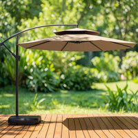 Cantilever Patio Umbrella Ventilated Top Cantilever Umbrella with Base Crank-Open for Homeowners, Vendors, Garden, Backyard, Balcony