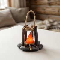 Campfire Lamp with Handle Flickering Decorative Lantern Ambient for Camping